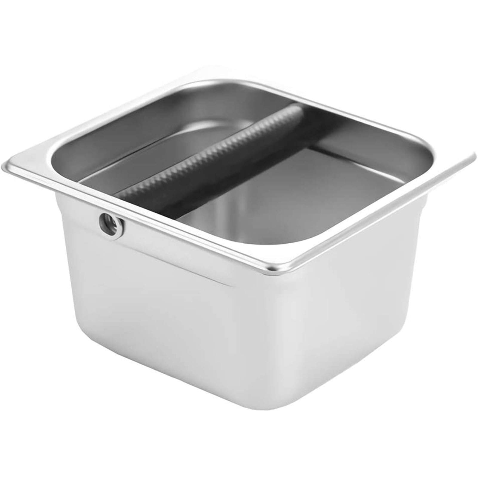 AilelanCoffee Knock Box Stainless Steel Espresso Knock Box Built-in Container for Coffee Ground 6.3 x 6.89 x 3.7 inch (Square)