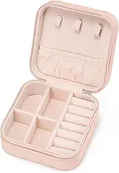 Estojo de joias de viagem - presentes de agradecimento ao professor - pequena caixa organizadora de viagem essencial de viagem presente de Natal para mulheres. Rosa