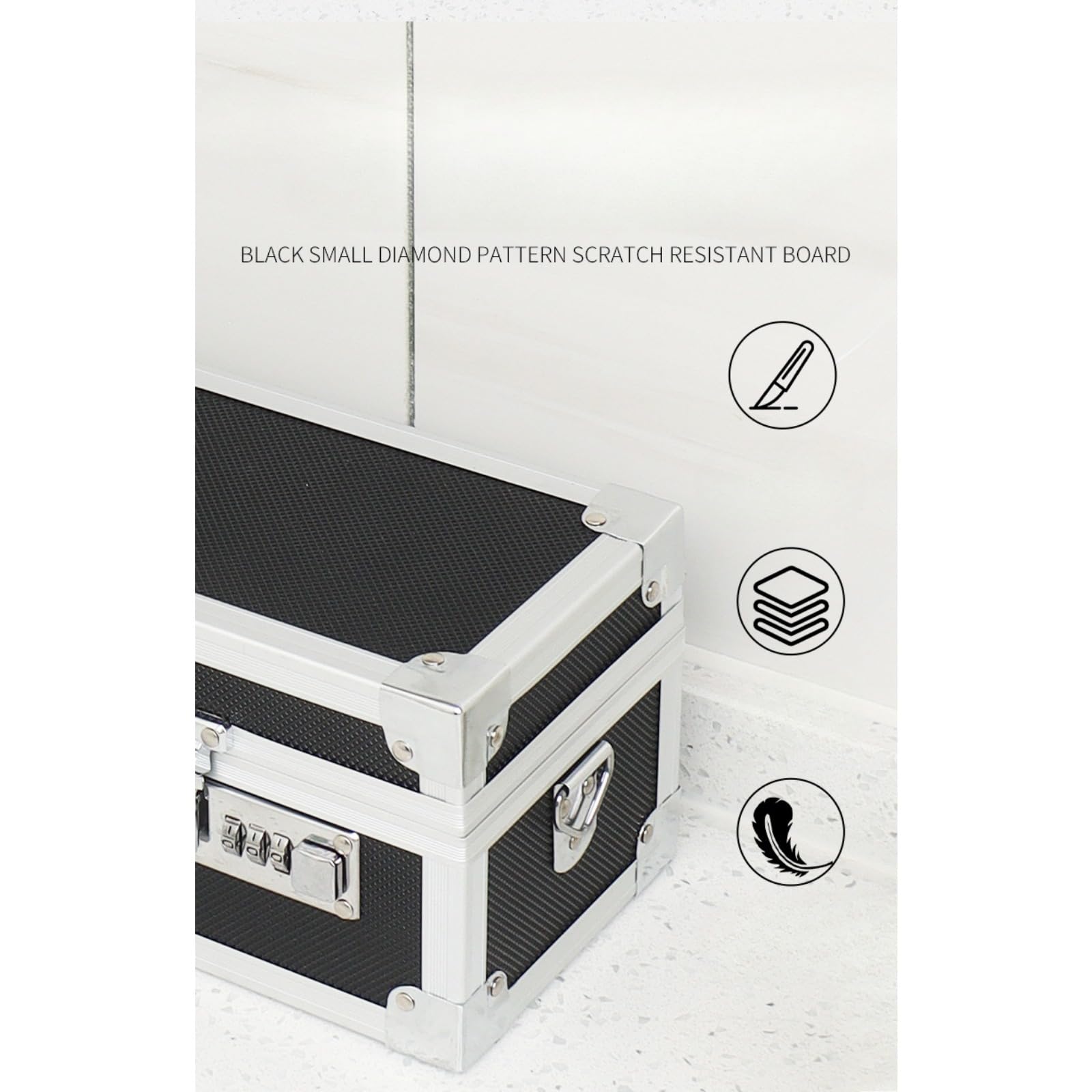 Estuche para cuchillos de chef con cerradura con asa e inserciones de espuma, caja de almacenamiento multiusos para cuchillos de cocina, 19.69 x 4.72 x 4.72 pulgadas