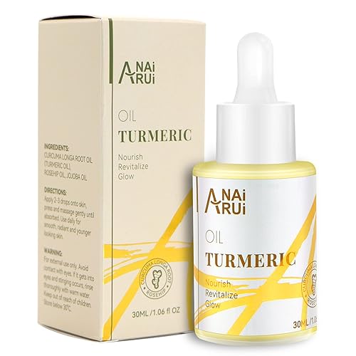 ANAI RUI Aceite facial de cúrcuma, aceites faciales y suero con cúrcuma, aceite de cúrcuma para el cuidado de la piel para piel seca, arrugas, acné,