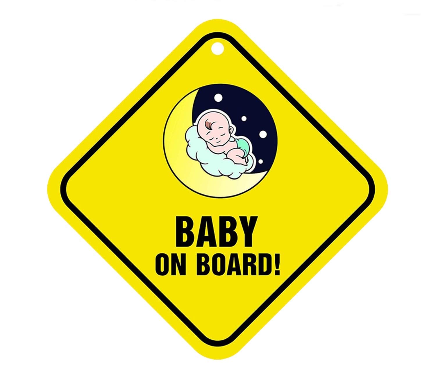 Fratelli Baby On Board -Weatherproof Car Safety Sign indicating a Baby / Infant / Caring Mother on Board-Adorable Design for Maximum Attention-Enhance Road Visibility & Safety-17X17 Cm Size (Moon and Clouds)-image-41