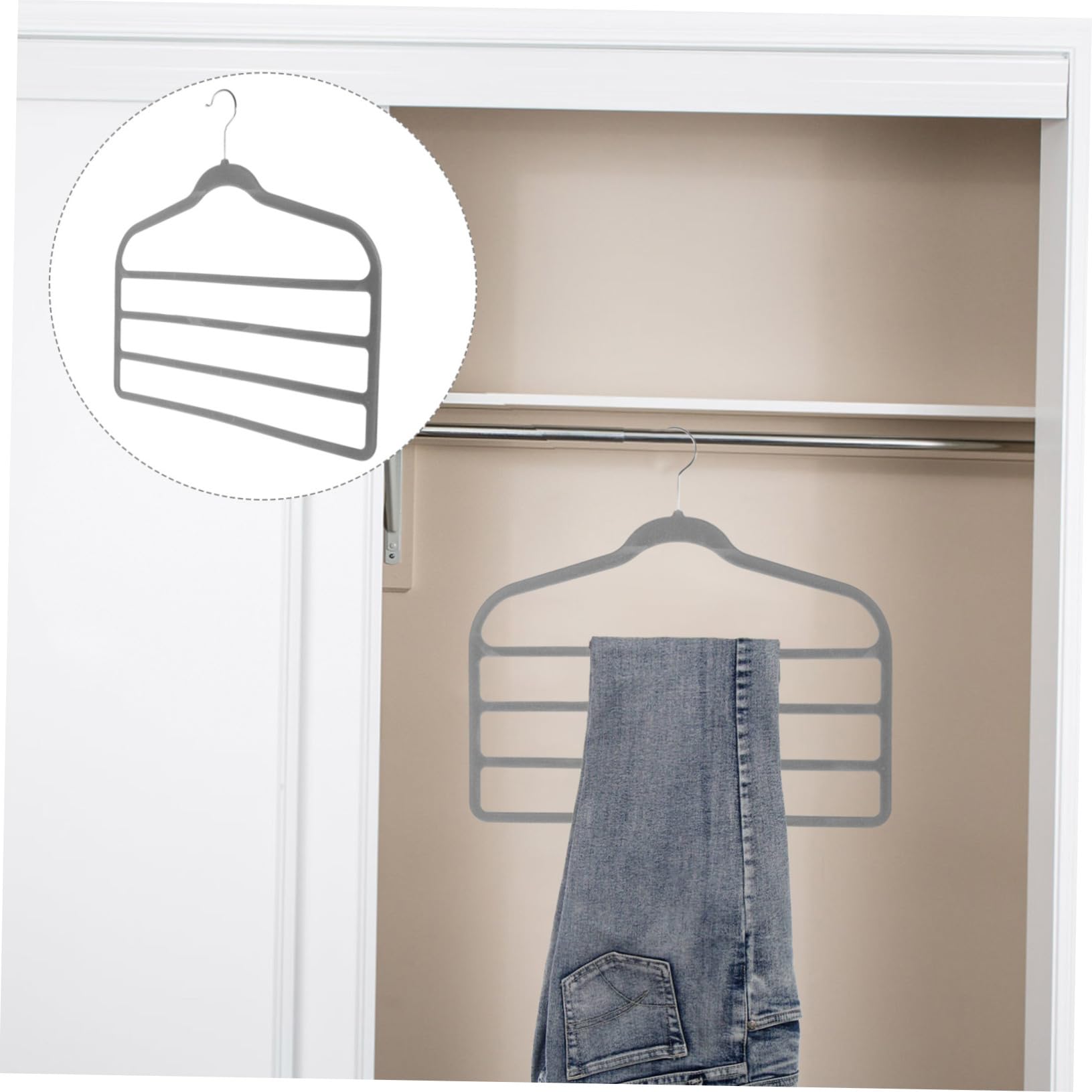 Sosoport Perchas para Pantalones Que Ahorran Espacio, 10 Piezas, Multicapa Superficie de Terciopelo Antideslizante para Colgar Bufandas y Cinturones Hogar