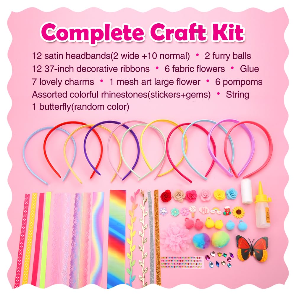 Set De 75 Piezas Para Decorar Diademas Y Horquillas Con Diamantes | Mariposas Y Pegatinas Adhesivas | Manualidad Fácil Sin Pegamento | Regalo Para Niñas De 3 A 12 Años