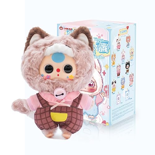 REIVIVORA Baby Three Kitten Wardrobe Plush Blind Box Figures, Random Design Action Figures Collectible Toys Home Decorations (1PC BlindBox) - 1PC BlindBox
