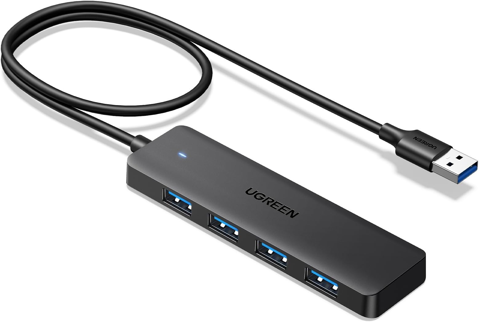 USB 3.0 Hub, 4 Ports USB A Splitter Ultra-Slim USB Expander for Mouse, Keyboard, Flash Drive, U Disk, Printer Compatible with Laptop, Desktop PC, Xbox, PS5, and More, 2ft
