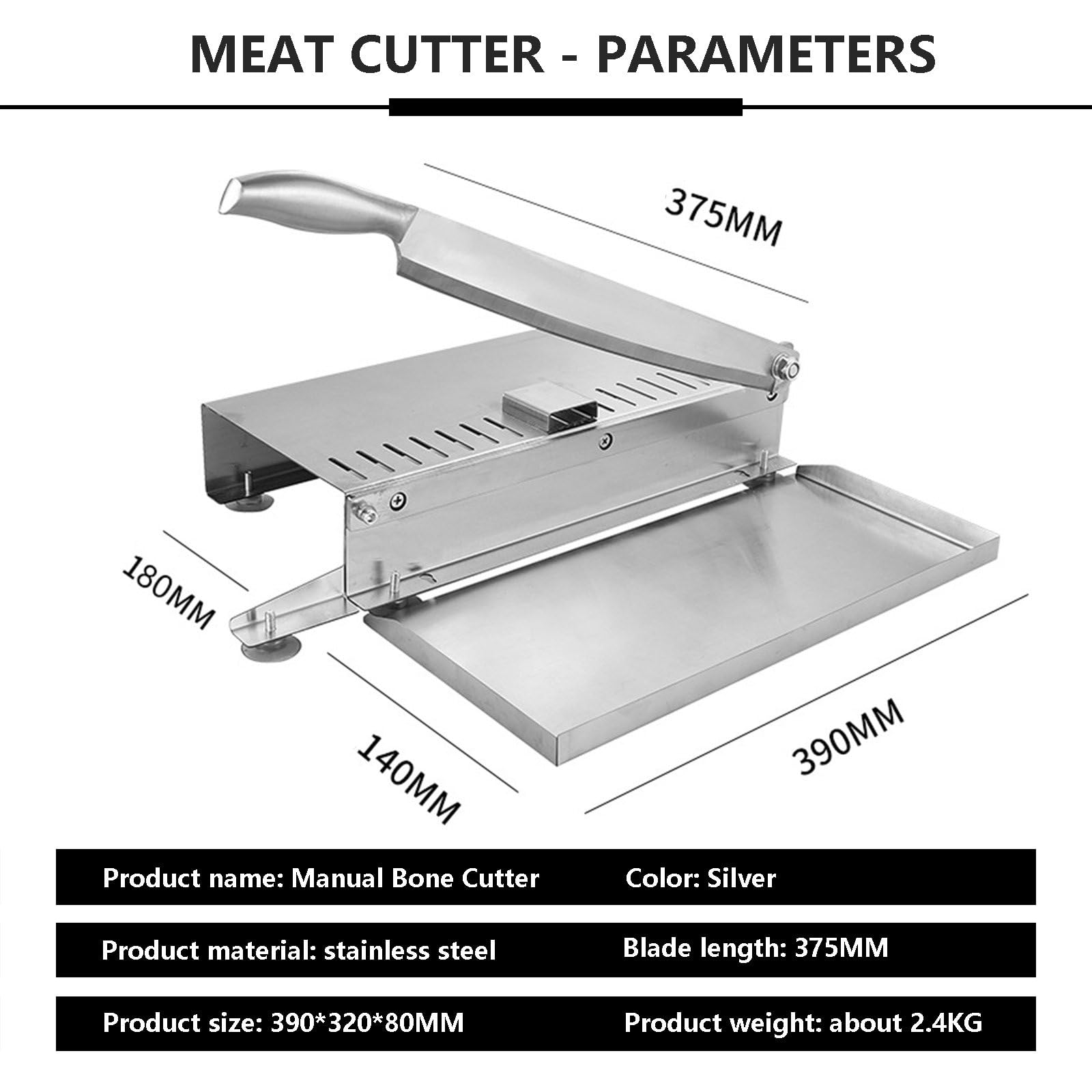 Affettatrice Multifunzione per Carne con 5 Piccoli vassoi, tritacarne Manuale per Costine con Impugnatura ergonomica in Acciaio Inossidabile e Grande banco da Lavoro per Carne secca, p,