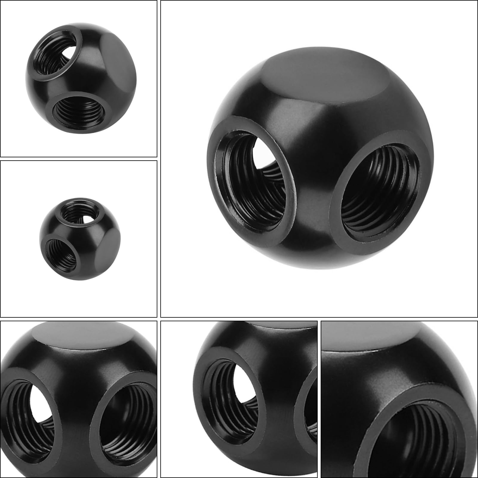 Raccordo di raffreddamento ad acqua Connettore Adattatore sferico a 3 vie in ottone di alta qualità G1/4 filettato per di raffreddamento ad acqua PC Nero Argento