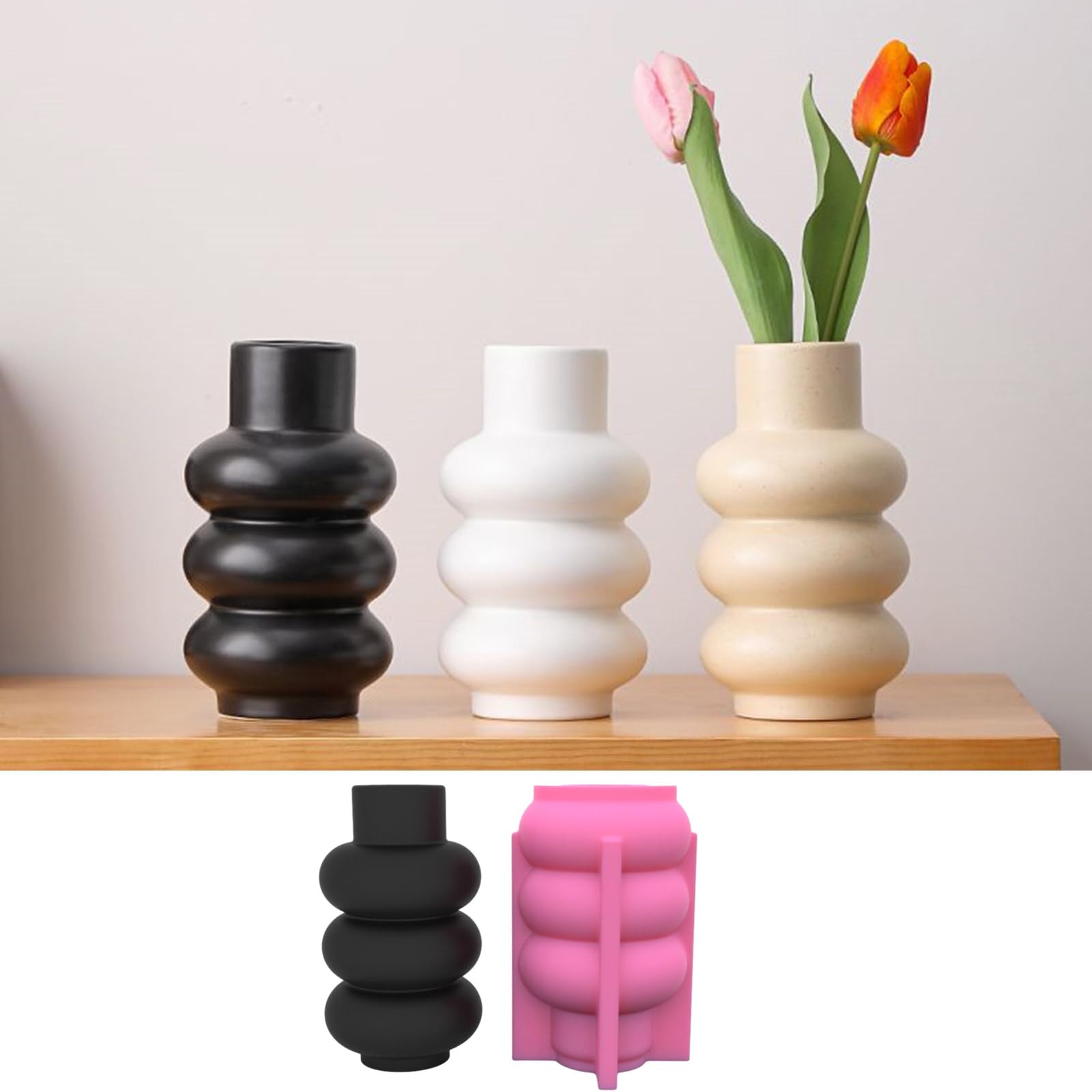 Jarrón de resina de silicona, molde de fundición de resina para soporte de brochas de maquillaje, arreglo floral, jarrón de adorno