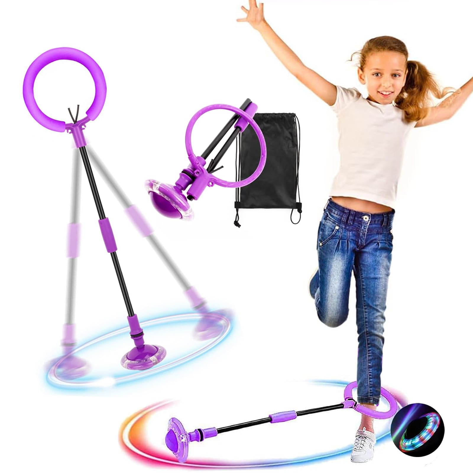 Balle Au Pied Gvolatee Anneau De Saut De Cheville, Cheville Skip Ball, Coloré Anneau De Saut Clignotant, Balle De Saut Flash Pliable, Jouets De Fitness Clignotante Pour Convient Aux Enfants Et Aux
