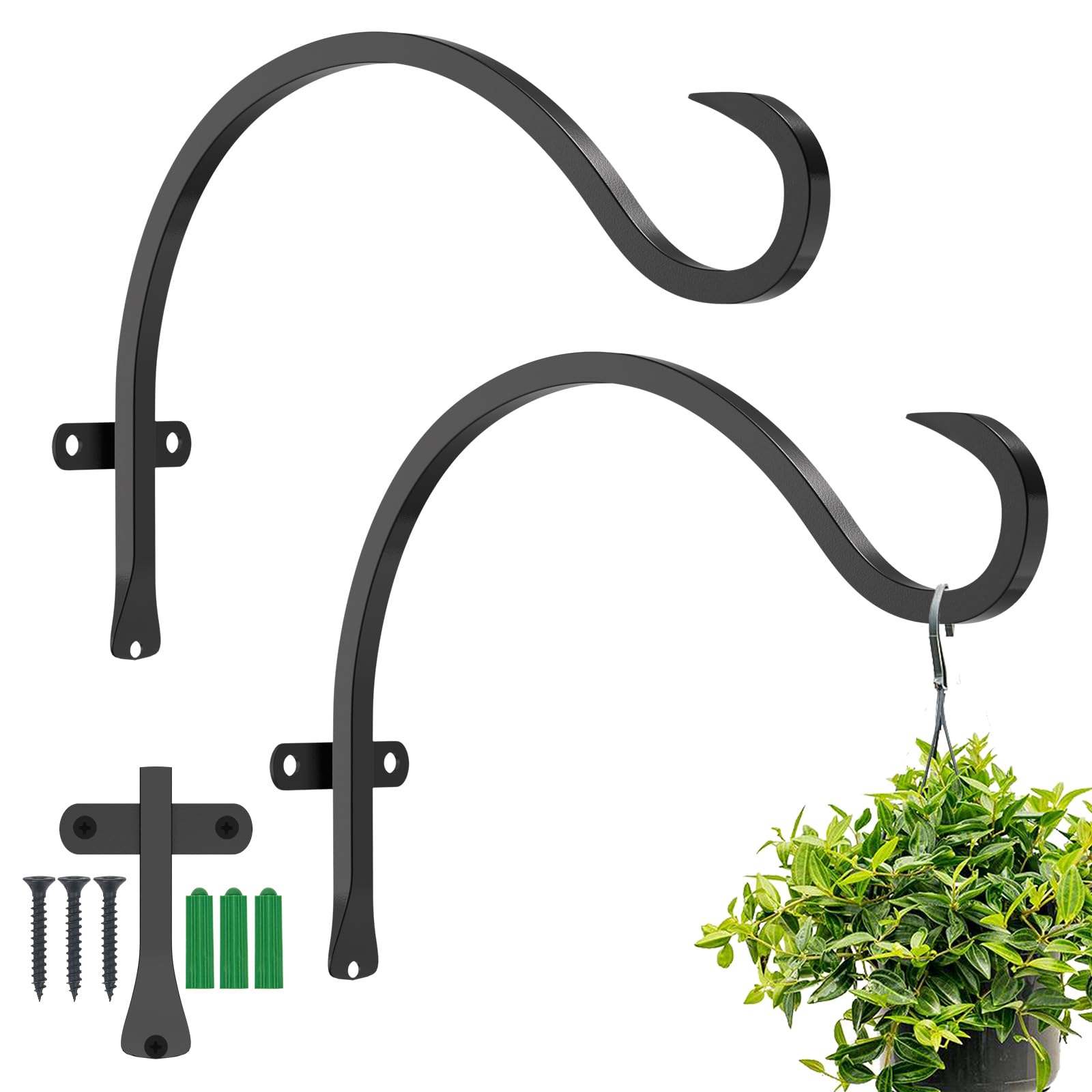 GameXcel 12 Inch Heavy Duty Plant Hanger Wall Hook 2 Pack