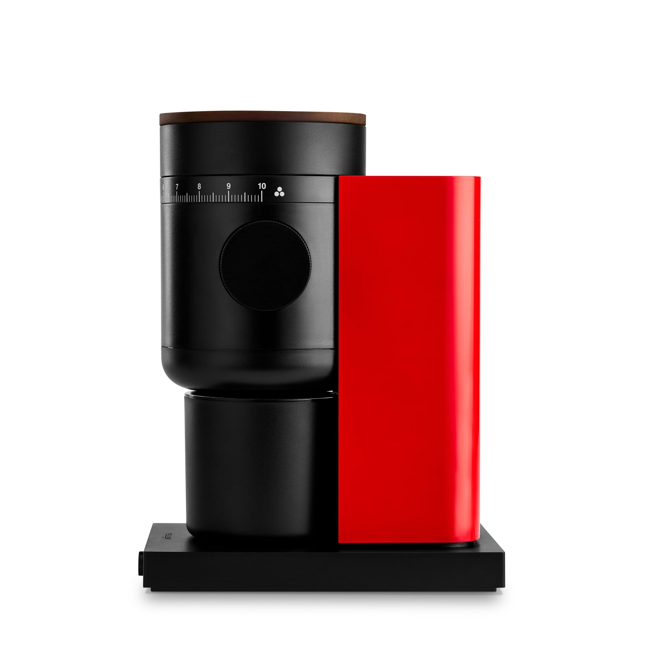 Opus 2 Conical Burr Grinder – Electric Coffee Grinder for Home Use, 48 mm Burrs, Stepless Grind Adjustment, Espresso to Cold Brew Range, Anti-Static, Auto Stop, Cherry Red with Walnut