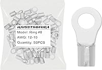 Vista 15 de haisstronica Conectores de cable no aislados, 30 terminales de horquilla de 1/4 ", kit de cobre con costura soldada AWG 8