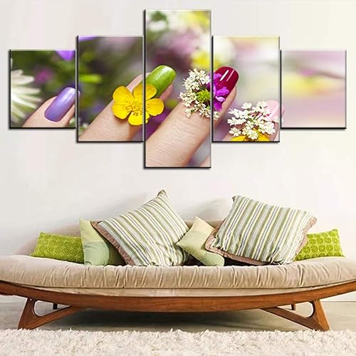 Miniatura 10 de Juego de 5 piezas de arte de pared en lienzo para el cabello, pinturas para sala de estar, diseño de cabello, imágenes, salón de belleza, barbería,