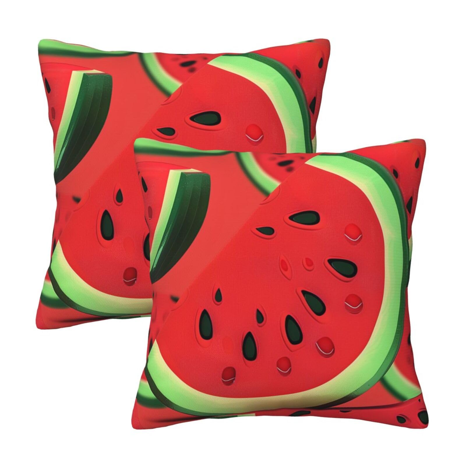 kkvhhyuo Red Watermelon Print Pillow Covers Set of 2, Square Decorative Cushion Covers with Hidden Zipper, Throw Pillow Cases for Living Room Sofa Bed Chair, 50x50 cm