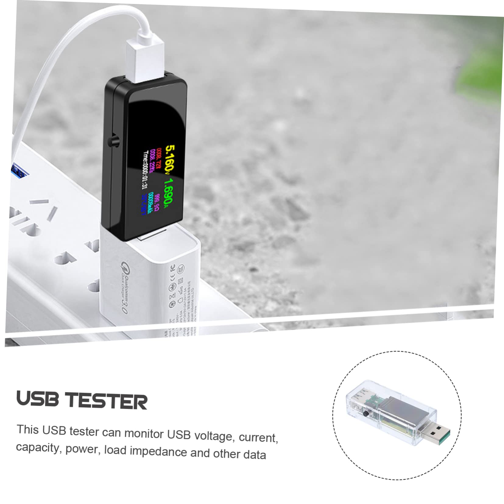 VILLCASE 5 Piezas probador USB bolígrafo probador de voltaje medidor de potencia USB Detector de voltaje ensayador medidor de prueba USB probador digital USB AbS Transparent