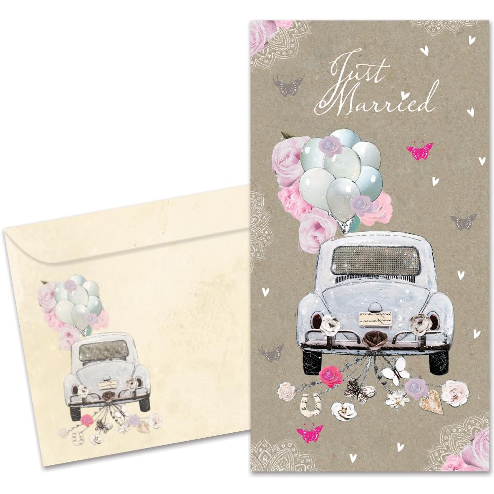 Tree-Free Greetings - Wedding Money Holder Greeting Card - Artful Designs - 1 Money Holder Card + Matching Envelope - Made in USA - 100% Recycled