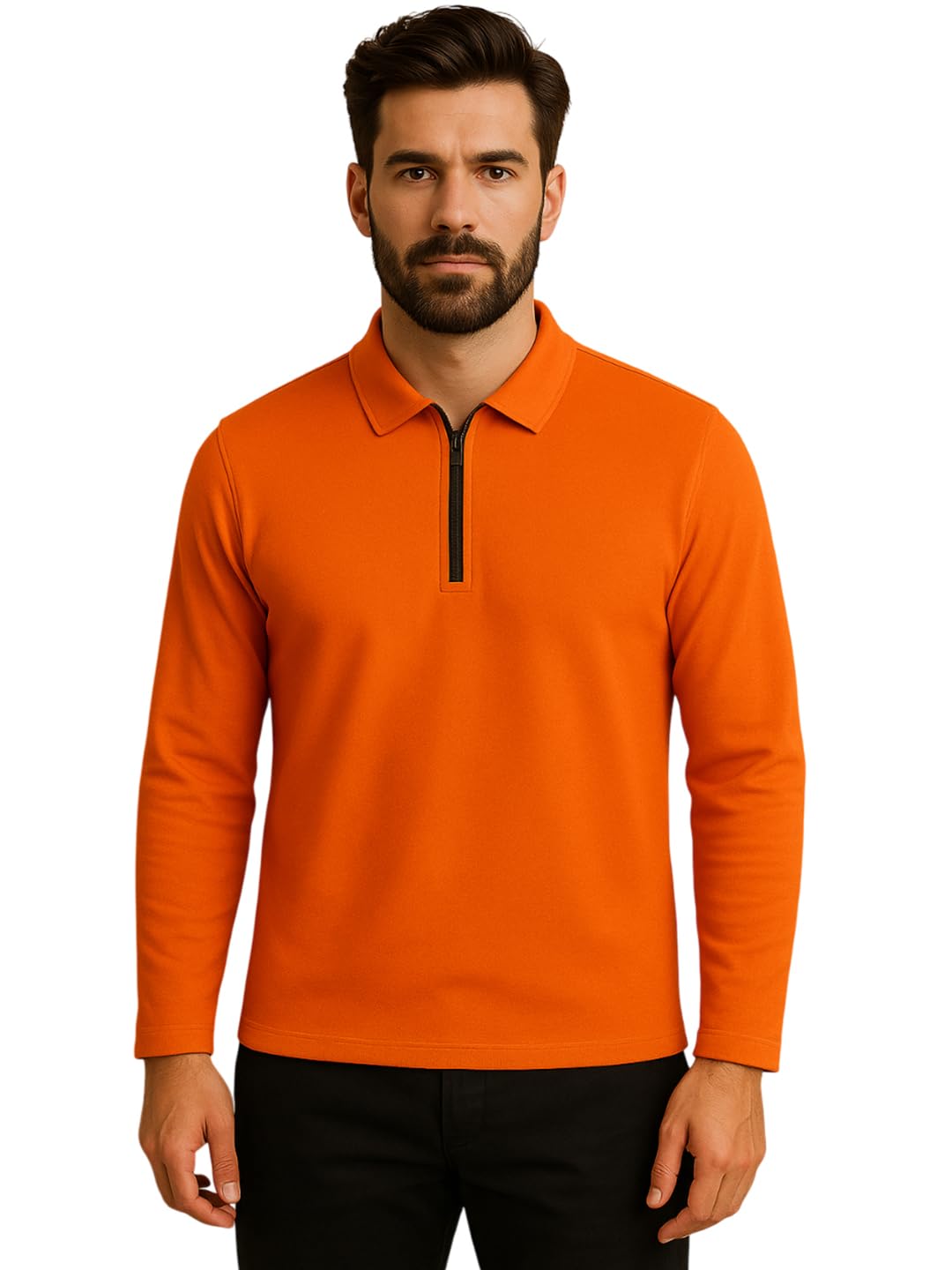 rodzen Men's Cotton Blend Full Sleeve Regular Fit Polo T-Shirt-picture-6