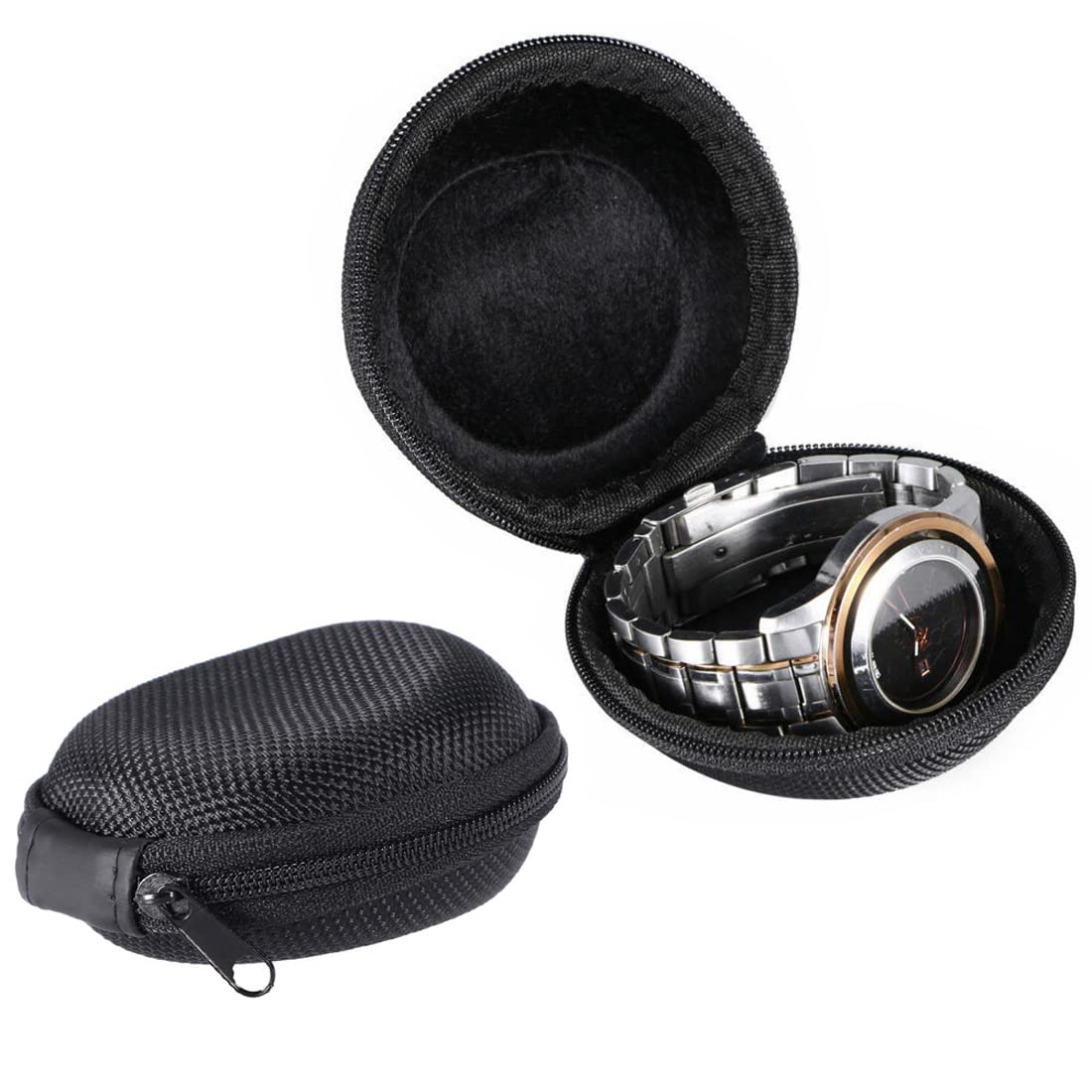 Mdyni Men's Black Travel Watch Case Single Storage Watch Box Portable Watch Organizer Fits And Wo Wristwatches And Smart Watches Up To 50Mm