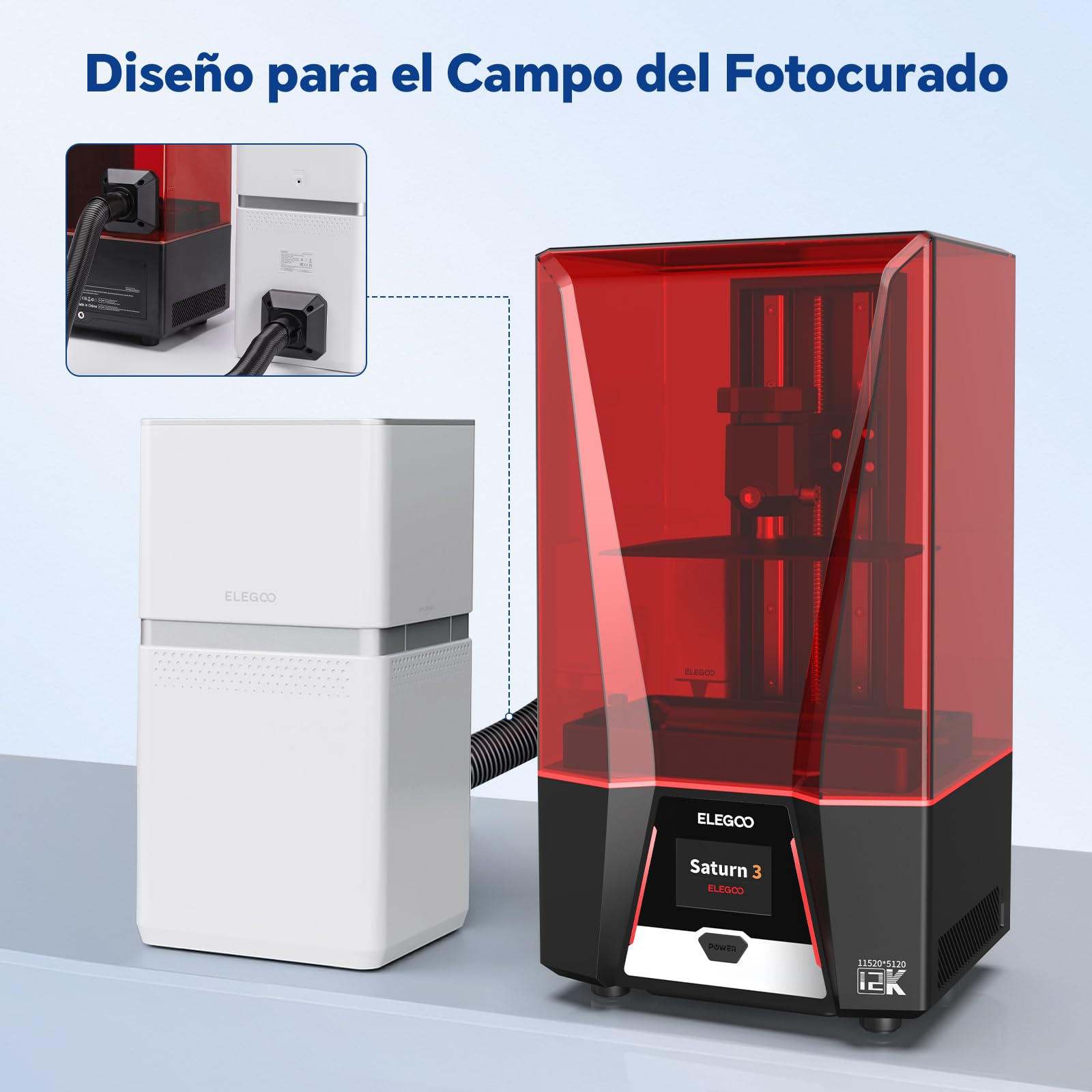 ELEGOO Mars Mate Purificador de Aire con Filtro de Carbón | Elimina 95% TVOC, 35dB, filtro reemplazable 2 meses, compatible con Mars/Saturn