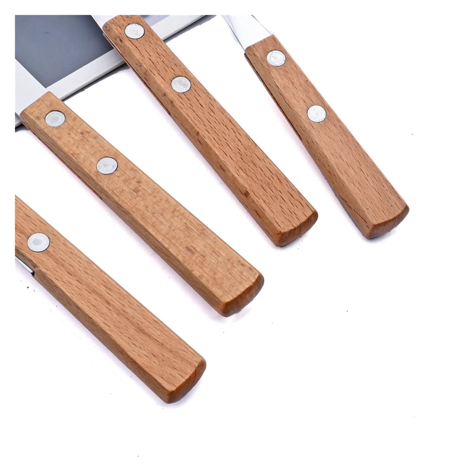 Juego de cubiertos con mango madera, vajilla acero inoxidable, tenedor, cuchara té, 24 Uds(Red wood 24pcs)