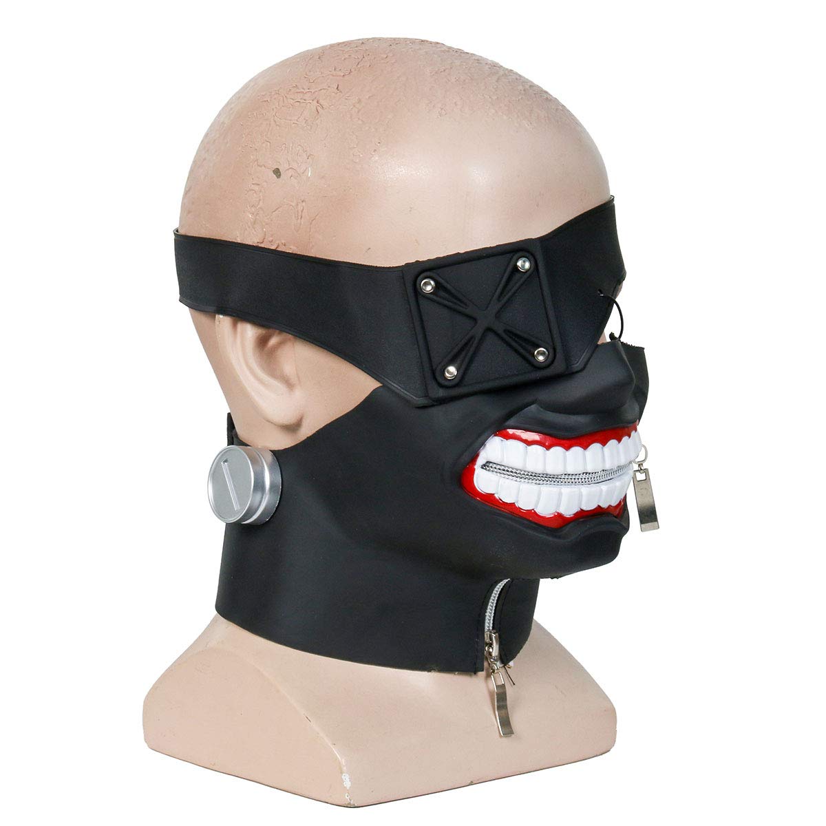 Maschera di Ken Kaneki del Fumetto Tokio Ghoul, in Similpelle, con Doppie Cerniere. Perfetta per Un Travestimento. Regolabile