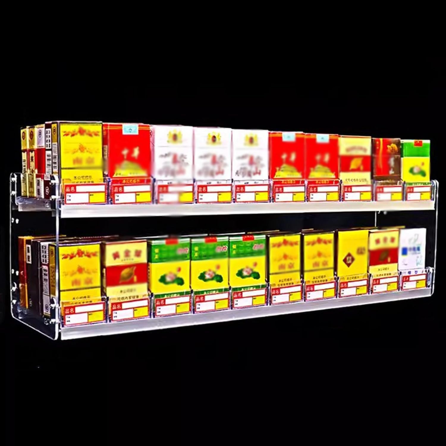 IEOWY Wall Mounted Cigarette Display Rack, Acrylic Storage Organizer, Retail Showcases, 2-Tier Clear Shelves, 13cm, Perfect for Store Display and Easy Access
