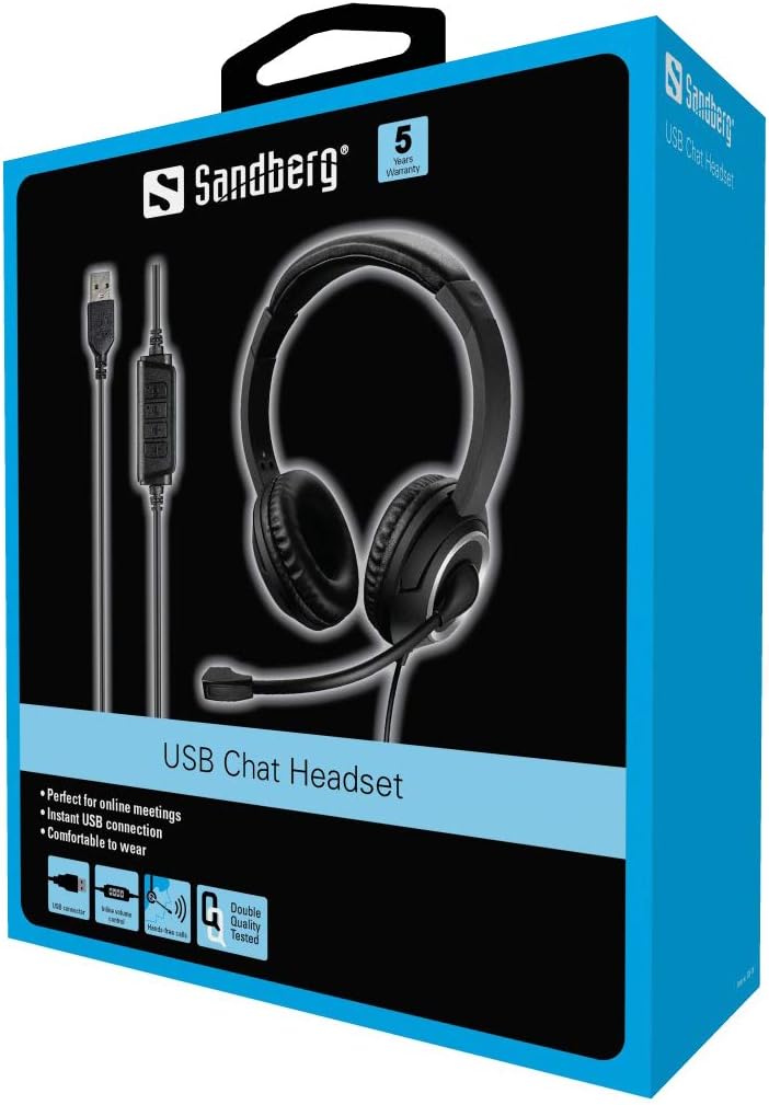 Sandberg USB Chat Headset, Headset, 126-16, Black, Binaural, Button