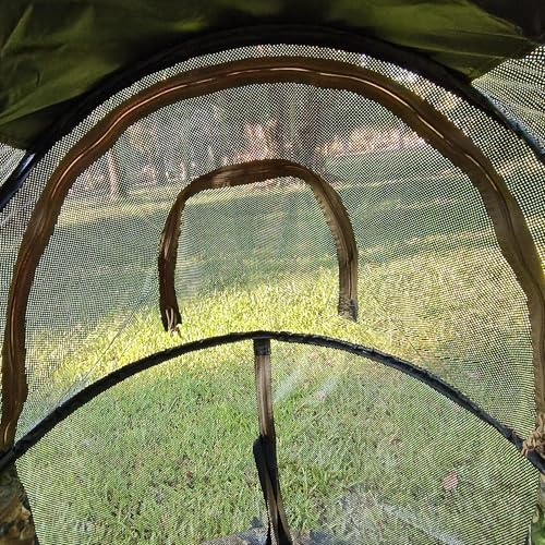 See-Through Hunting Ground Blind with Built-in Chair for Deer Hunting - 1 Person Pop-Up Camouflage Tent