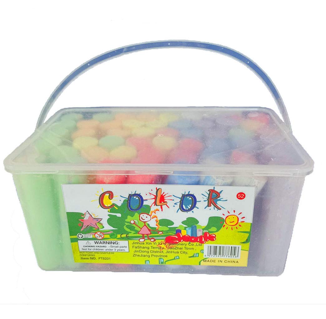 J-hong Washable Sidewalk Chalk Set- 52 Pieces 7 Colors Jumbo Chalk For Kid and Adult, Paint on Classroom Chalkboard or Outdoor Playground, Good Gift for Party
