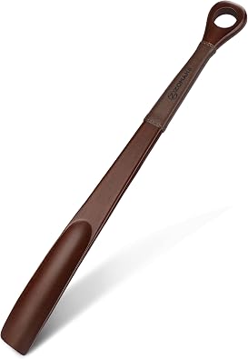 ZOMAKE Shoe Horn Long Handle for Seniors Men Women, Wooden Long Shoehorn Boot Horn, 16.5" Wood Shoe Spoon Helper