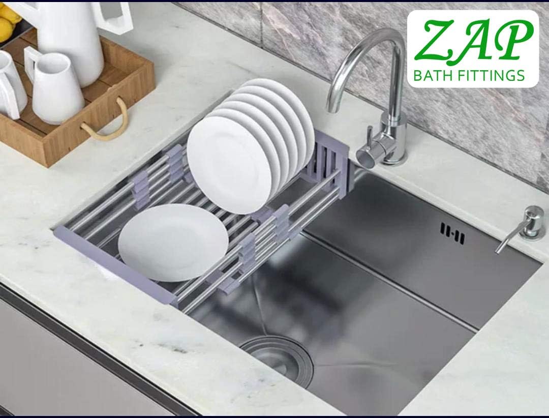 ZAP Hexa Series 304 Grade Stainless Steel Kitchen Sink | Single Bowl | Satin/Matte Finish | Square Coupling | Rust-Proof & Durable | Premium Quality (24 x 18 x 10 Inch) 2
