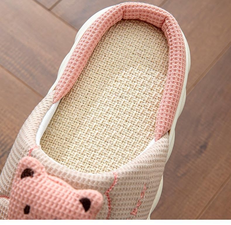 Cute Kawaii Multi Colored Bear Linen Slipper Non-Slip Indoor Slipper3