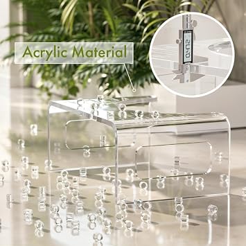 AmazerBath 7 Inches Acrylic Squat Potty, Clear Toilet Step Stool for Adults, Modern Design Non-Slip Pooping Stool, Strong Load-Bearing, Blends Seamlessly Into Any Bathroom