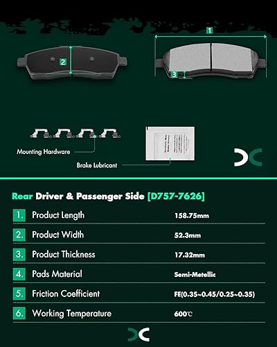 Miniatura 225 de Kits de frenos y rotores, rotores de freno SCITOO y 8 pastillas de cerámica para 08-12 para Chrysler Town & Country, 08-12 para Dodge Grand Caravan