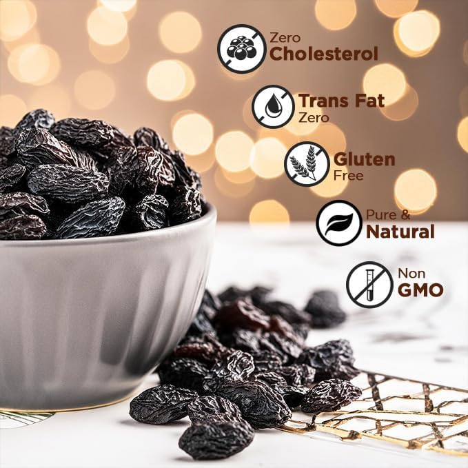 Image of Open Secret Black Raisins | 450Gm | Dry Fruits, Kismis, Kishmish, Dry Grapes, Premium Raisins, 100% Natural & Gluten-Free, Dried Kishmish Without Seeds, Rich In Fiber Iron Calcium (Pack of 2)