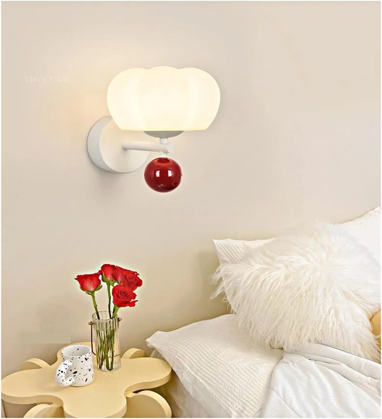Cream Style Bedroom Bedside Wall Lamp Nordic Pumpkin Children's Room Living Tv Background Led Lighting,Household/Rojo