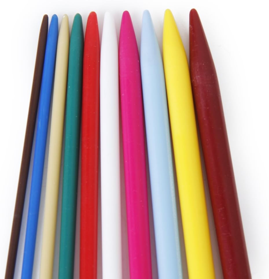 20 Pcs 10 Sizes Multicolor Plastic Knitting Needles Single Pointed Needles