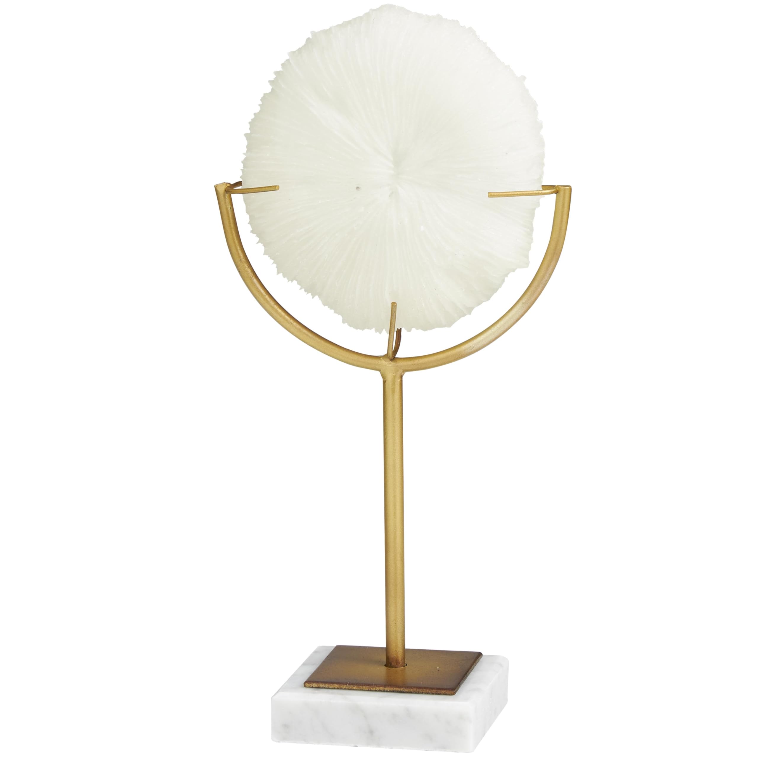 Deco 79 Cream The Novogratz Polystone Coral Handmade Sculpture With Marble Base, 6" X 3" X 11",