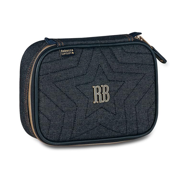 Estojo Jeans Rb BOX Grande Quadrado Organizador 36 lapis (Azul)