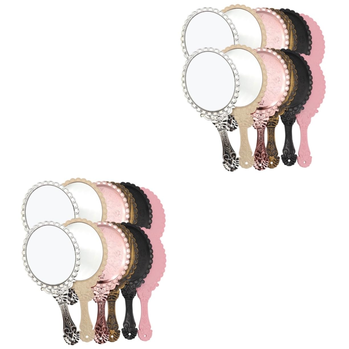 POPETPOP 24 Piezas Espejo con Mango Retro Espejo De Belleza Portátil Espejo Decorativo De Mano Pequeño Espejo De Mano Espejo con Mango En Relieve Abdominales Productos Cosméticos Tocador