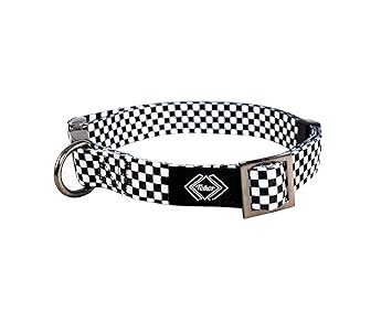TETHER Checkered Design Print Dog Collar. Durable Dog Collar with Metal Hardware, Dog Neck Collar. Collar for Dogs Small/Medium/Large (Checkered)