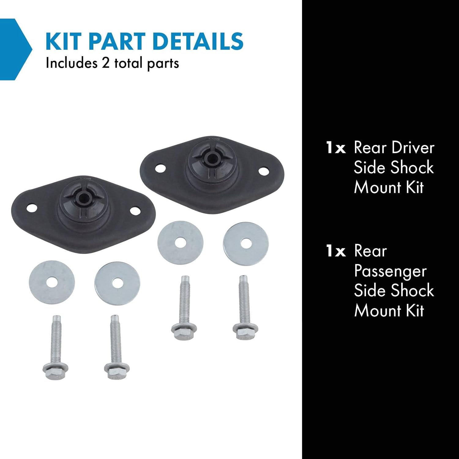 TRQRear Upper Shock Strut Mount Pair Driver & Passenger Sides for Dodge Chrysler