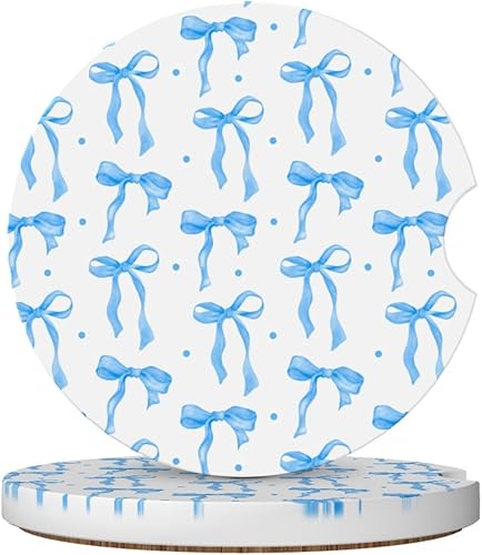 Miniatura 13 de Posavasos florales verdes y blancos para portavasos de automóvil, paquete de 2 posavasos para automóvil, posavasos absorbentes de cerámica con