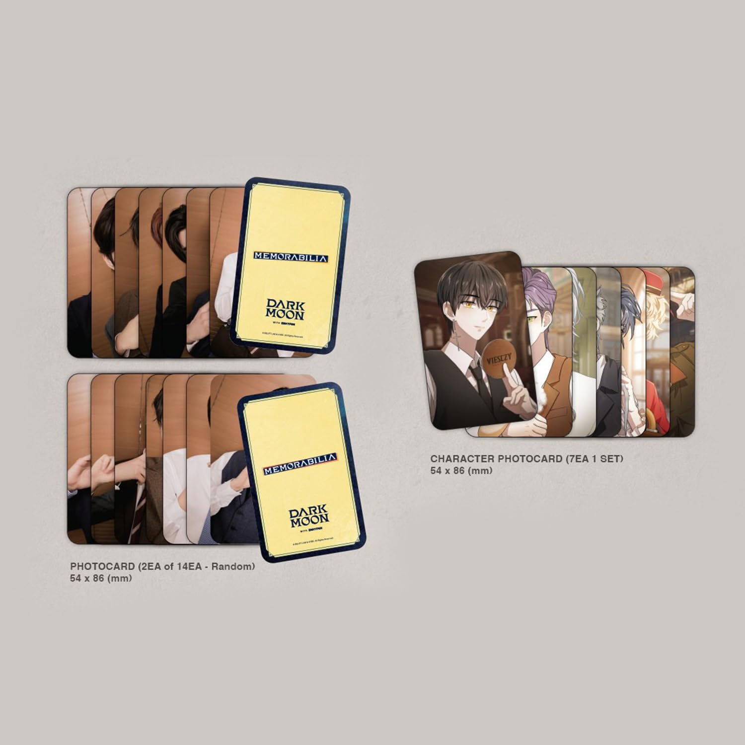 ENHYPEN - [MEMORABILIA] (Moon ver.) Keychain + ID Card + Name Card + Coaster + Memo Pad R + Postacard + Lyric Sheet + Photocard + Sticker + Ticket + 2 Pin Badges + 4 Extra Photocards