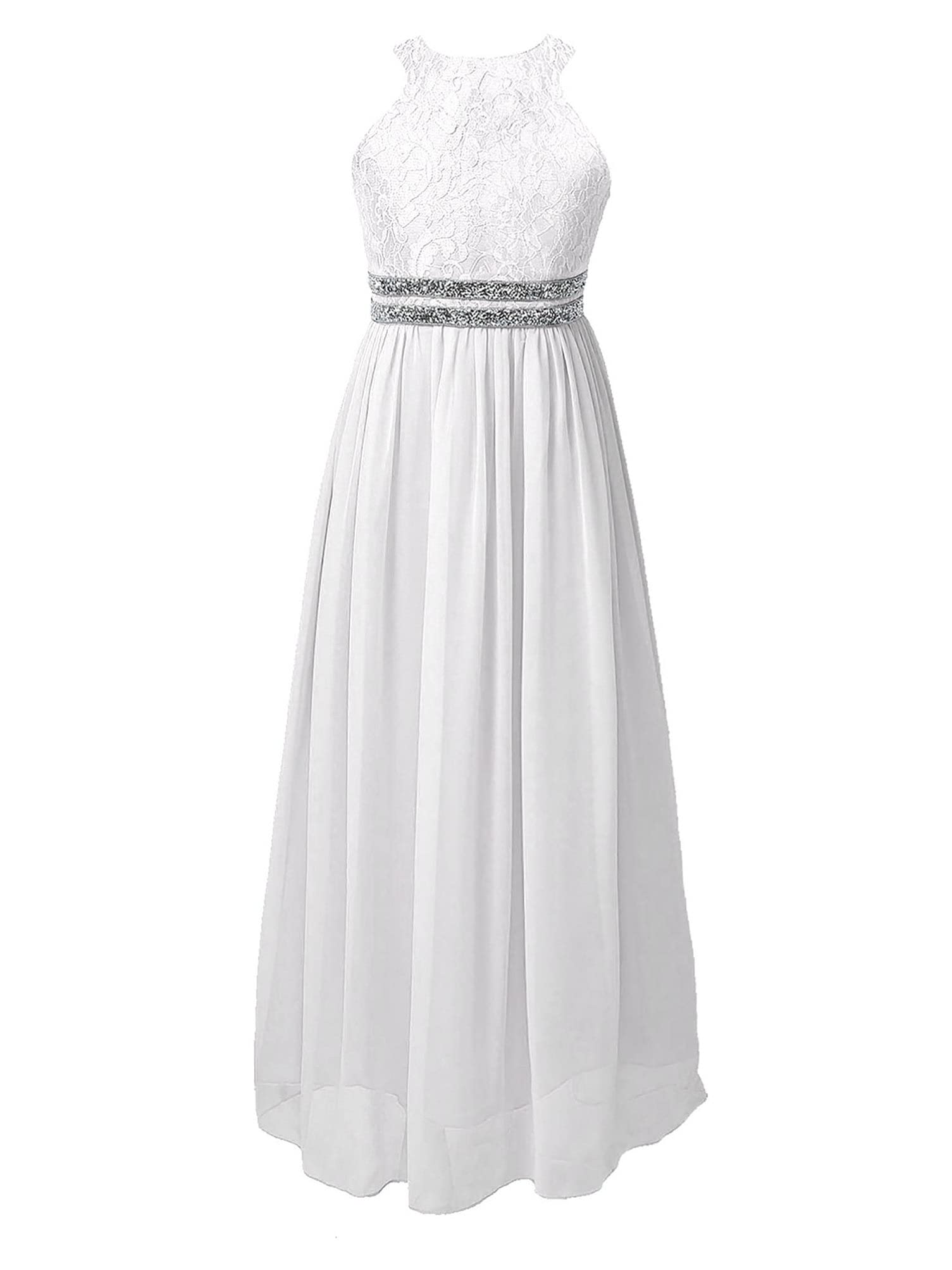 Aislor Vestito Cerimonia Principessa Bambina Abito Elegante da Sera Sposa con Orlo Alto-Basso Ragazze Vestiti da Matrimonio Senza Maniche Bambine Abiti da Festa Compleanno Azzurro 5-6 Anni