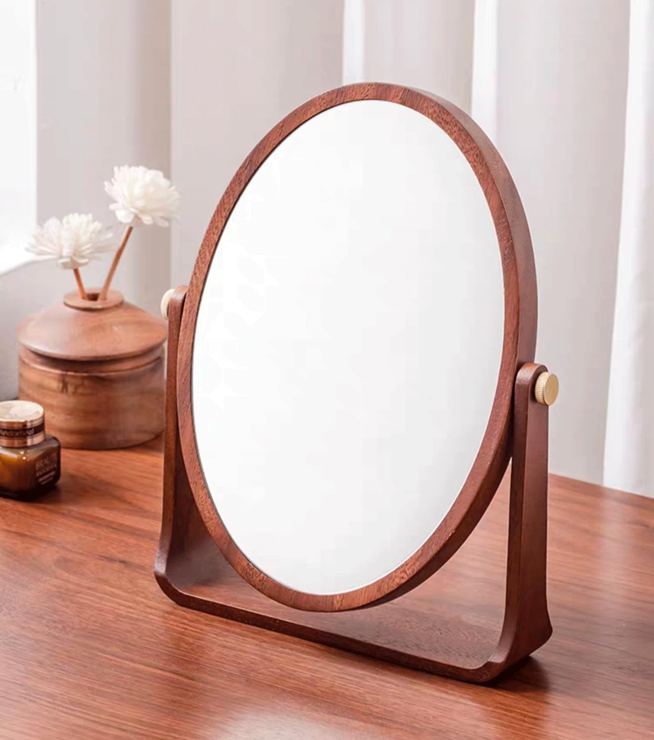 MGEMJMJ Tabletop Makeup Mirror with Stand 360 Degree Rotatable