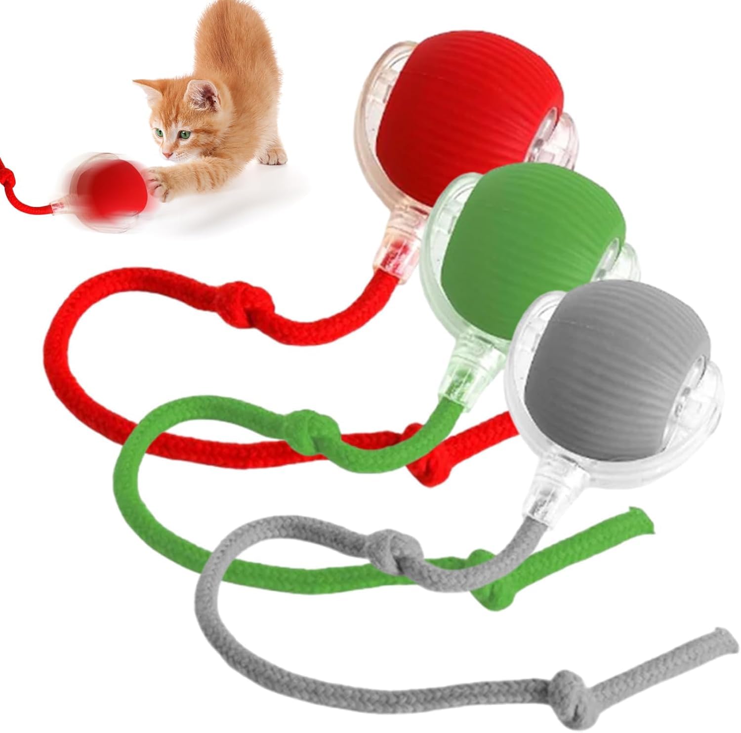 Genérico Juguete para Gatos Inteligente -Juguete Eléctrico para Mascotas - Juguete Interactivo con Pelota para Gatos - Pelota Giratoria Automática de 360° para Gatos y Perros (3 Piezas)
