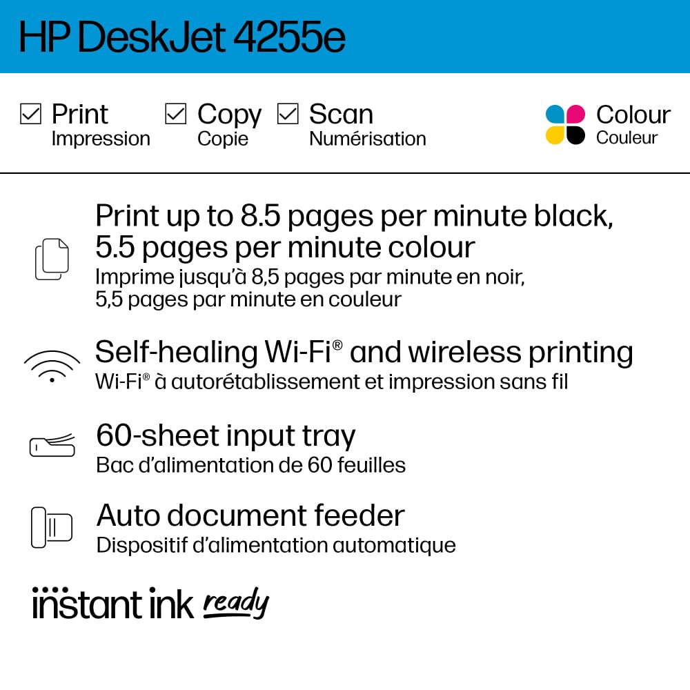 HP HP DeskJet 4255e Wireless All-in-One Colour Inkjet Printer, Scanner, Copier, Best for Home, 3 Months of Ink Included (588S6A) in use