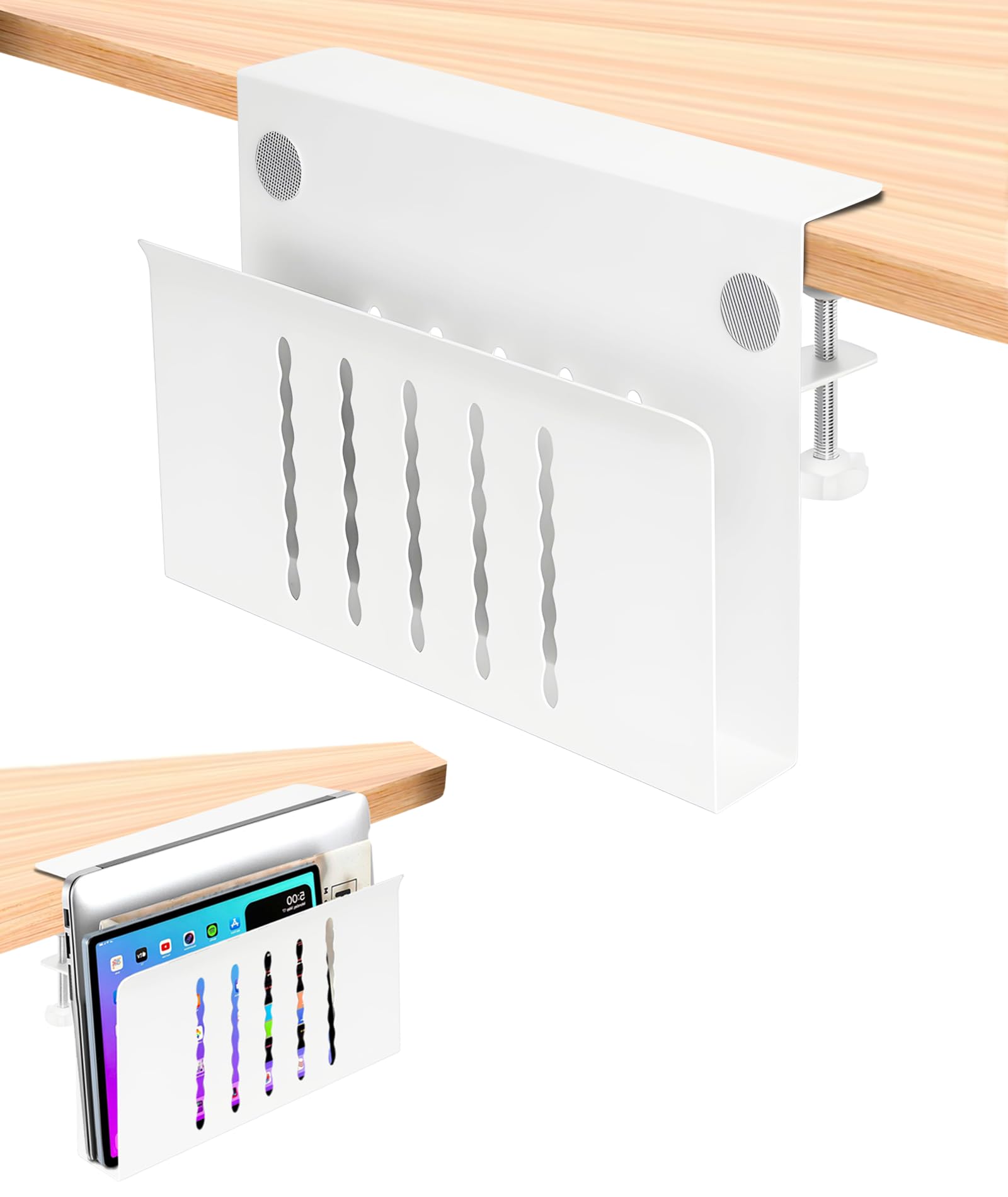 Almacenamiento Lateral Organizador de Acero, Portátil Sin Perforar, Bandeja de Cables Adecuado para Hogar y Oficina
