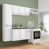 Cozinha Compacta Branca em Aço 4 Peças Pratika